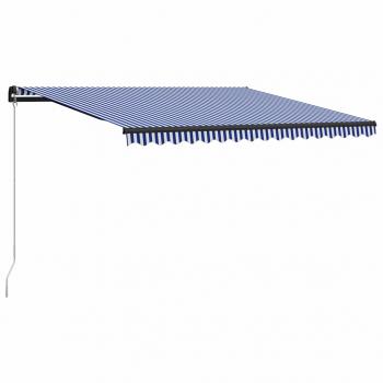 ARDEBO.de - Einziehbare Markise Handbetrieben 450 x 300 cm Blau und Weiß