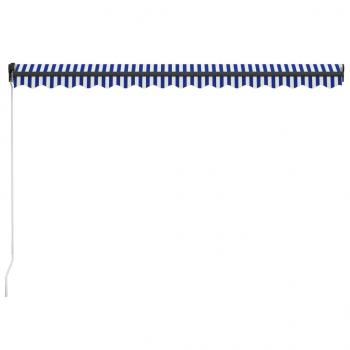 Einziehbare Markise Handbetrieben 450 x 300 cm Blau und Weiß