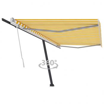 ARDEBO.de - Standmarkise Manuell Einziehbar 500x350 cm Gelb/Weiß