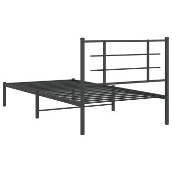 Bettgestell mit Kopfteil Metall Schwarz 100x200 cm