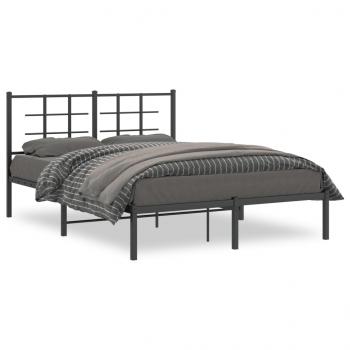 ARDEBO.de - Bettgestell mit Kopfteil Metall Schwarz 140x190 cm