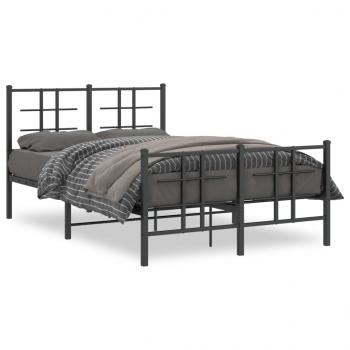 ARDEBO.de - Bettgestell mit Kopf- und Fußteil Metall Schwarz 120x200 cm