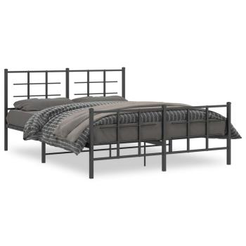 ARDEBO.de - Bettgestell mit Kopf- und Fußteil Metall Schwarz 160x200 cm