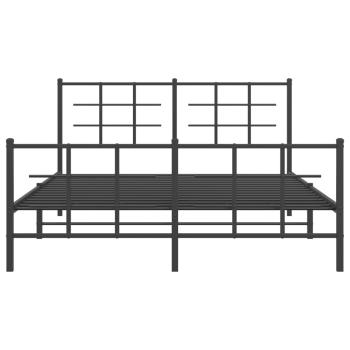 Bettgestell mit Kopf- und Fußteil Metall Schwarz 160x200 cm