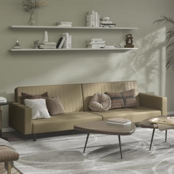 ARDEBO.de - Schlafsofa 2-Sitzer Cappuccino-Braun Kunstleder
