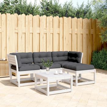 ARDEBO.de - 4-tlg. Garten-Lounge-Set mit Kissen Weiß Massivholz Kiefer