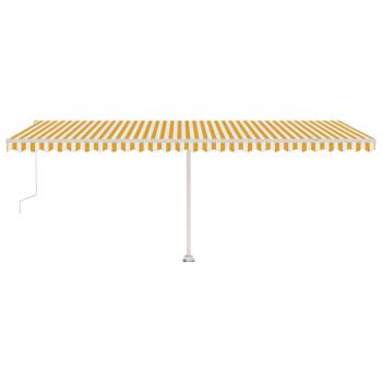 Automatische Markise mit LED & Windsensor 600x300 cm Gelb/Weiß