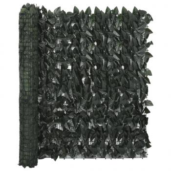 ARDEBO.de - Balkon-Sichtschutz mit Dunkelgrünen Blättern 500x100 cm
