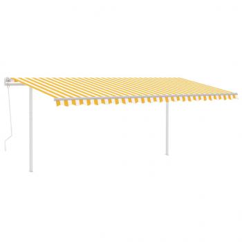 Markise Automatisch mit LED & Windsensor 5x3 m Gelb & Weiß