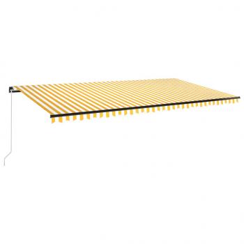 Markise Manuell Einziehbar mit LED 600x350 cm Gelb & Weiß