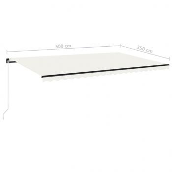 Markise Manuell Einziehbar mit LED 500x350 cm Creme