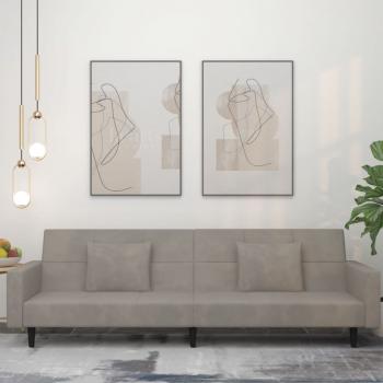 ARDEBO.de - Schlafsofa 2-Sitzer mit 2 Kissen Hellgrau Samt