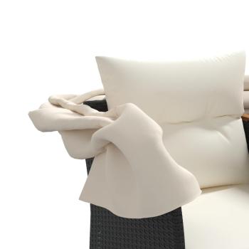 ARDEBO.de - Gartensofa 2-Sitzer mit Dach und Hockern Schwarz Poly Rattan