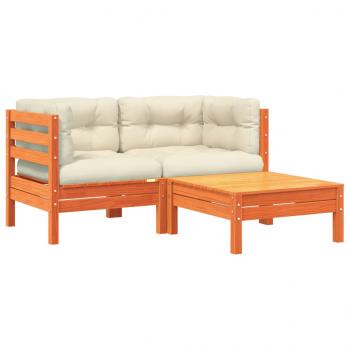 Gartensofa mit Kissen und Hocker 2-Sitzer