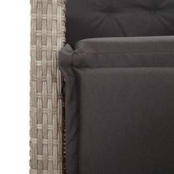 5-tlg. Garten-Essgruppe mit Kissen Hellgrau Poly Rattan