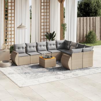 ARDEBO.de - 10-tlg. Garten-Sofagarnitur mit Kissen Beige Poly Rattan