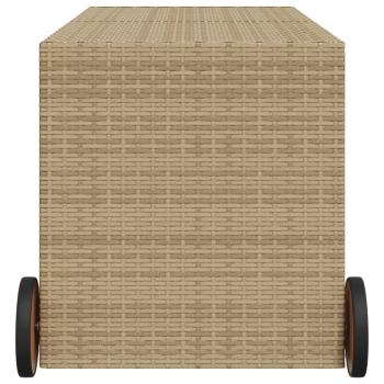 Gartentruhe mit Rollen Beige 283L Poly Rattan