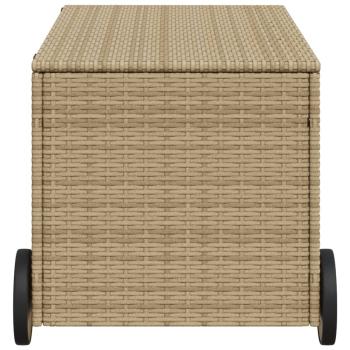 Gartentruhe mit Rollen Beige 190L Poly Rattan