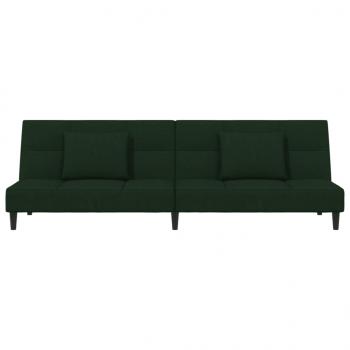 Schlafsofa 2-Sitzer mit 2 Kissen Dunkelgrün Samt