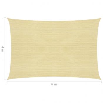 Sonnensegel HDPE Rechteckig 4x6 m Beige