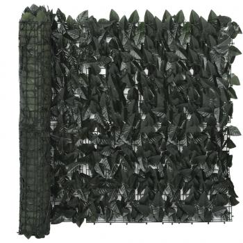 ARDEBO.de - Balkon-Sichtschutz mit Dunkelgrünen Blättern 300x75 cm  