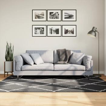 ARDEBO.de - Teppich Shaggy Hochflor Modern Schwarz und Creme 140x200 cm