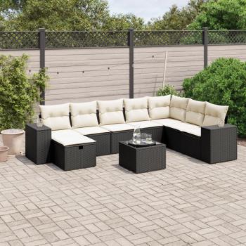 ARDEBO.de - 9-tlg. Garten-Sofagarnitur mit Kissen Schwarz Poly Rattan