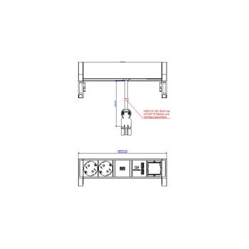 Bachmann DESK 2 Steckdoseneinheit, 2xSchutzkontaktsteckdosen, 1xUSB Doppelcharger, weiß/schwarz (902.228)