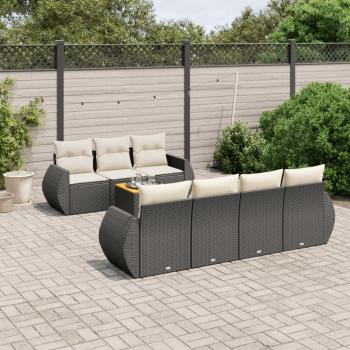 ARDEBO.de - 8-tlg. Garten-Sofagarnitur mit Kissen Schwarz Poly Rattan