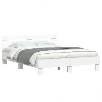 Bettgestell mit Kopfteil LED-Beleuchtung Weiß 140x190 cm
