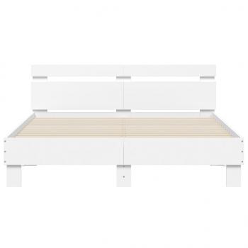 Bettgestell mit Kopfteil LED-Beleuchtung Weiß 140x190 cm