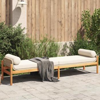 ARDEBO.de - Gartenbank mit Kissen Beige Poly Rattan Akazie