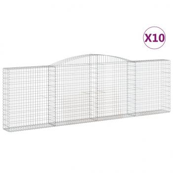 Gabionen mit Hochbogen 10Stk. 400x30x120/140cm Verzinktes Eisen