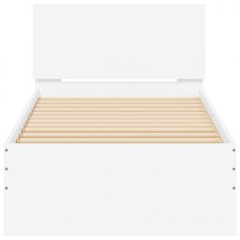 Bettgestell mit Kopfteil und LED-Leuchten Weiß 75x190 cm