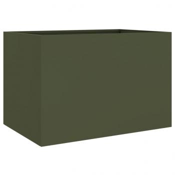 Pflanzkübel Olivgrün 62x40x39 cm Kaltgewalzter Stahl