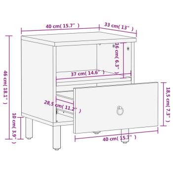Nachttisch 40x33x46 cm Massivholz Mango