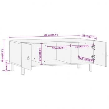 Couchtisch 100x54x40 cm Massivholz Mango