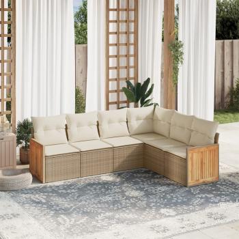 ARDEBO.de - 6-tlg. Garten-Sofagarnitur mit Kissen Beige Poly Rattan