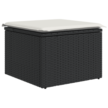 7-tlg. Garten-Sofagarnitur mit Kissen Schwarz Poly Rattan