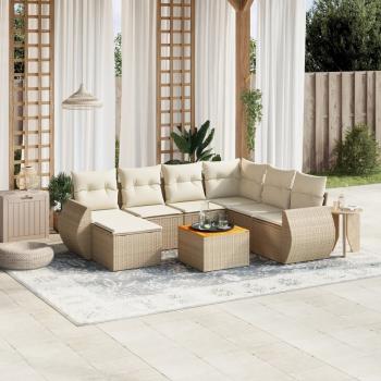 ARDEBO.de - 8-tlg. Garten-Sofagarnitur mit Kissen Beige Poly Rattan