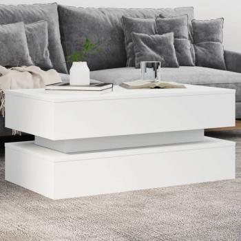 ARDEBO.de - Couchtisch mit LED-Leuchten Weiß 90x50x40 cm