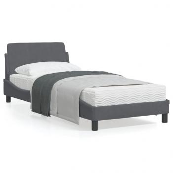 ARDEBO.de - Bettgestell mit Kopfteil Dunkelgrau 90x190 cm Samt