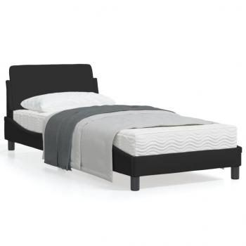 ARDEBO.de - Bettgestell mit Kopfteil Schwarz 90x190 cm Stoff