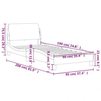 Bettgestell mit Kopfteil Blau 90x190 cm Stoff