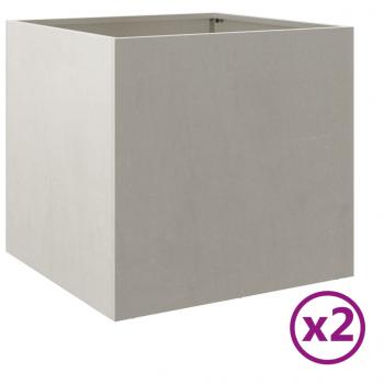 Pflanzkübel 2 Stk. Silbern 49x47x46 cm Edelstahl