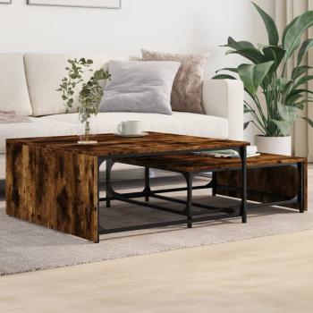 ARDEBO.de - Satztische 2 Stk. Räuchereiche Holzwerkstoff und Metall