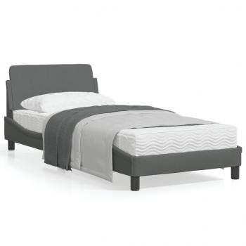 ARDEBO.de - Bettgestell mit Kopfteil Dunkelgrau 80x200 cm Stoff