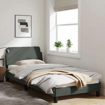 Bettgestell mit Kopfteil Dunkelgrau 80x200 cm Stoff
