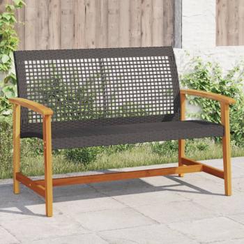 ARDEBO.de - Gartenbank Schwarz 112 cm Poly Rattan und Akazienholz