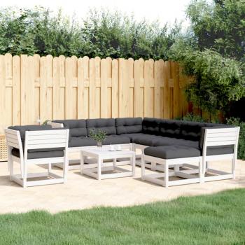 ARDEBO.de - 8-tlg. Garten-Lounge-Set mit Kissen Weiß Massivholz Kiefer